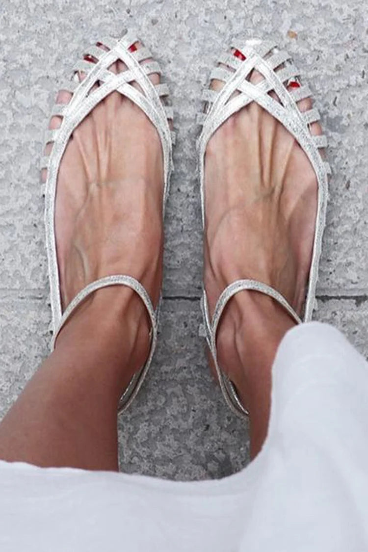 GIADA Elegante ballerinaer i flettet design med ankelrem til en sofistikeret stil