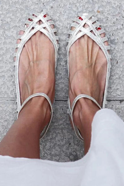 GIADA Elegante ballerinaer i flettet design med ankelrem til en sofistikeret stil