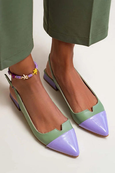 VITTORIA Elegante ballerinaer med spids og tofarvede detaljer for en raffineret stil