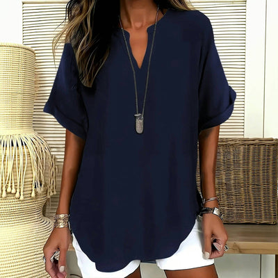 Evelyn™ ELEGANT ENSFARVET BLOUSE MED SOPHISTIKERET STIL