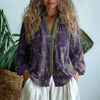 Bonnie™ VINTAGE TRYKT BLOUSE MED BLOMSTERDESIGN
