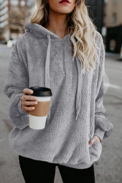 Hoodie i fleece til kvinder | Halv-zip