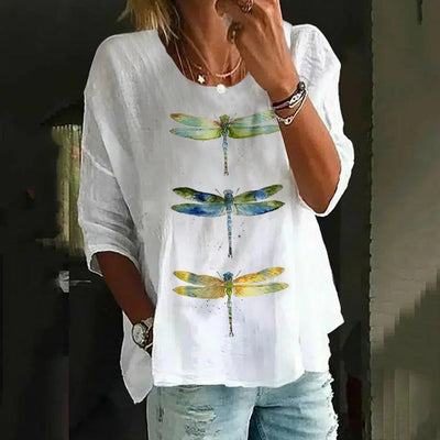 T-shirt med rund hals og unik droneprint
