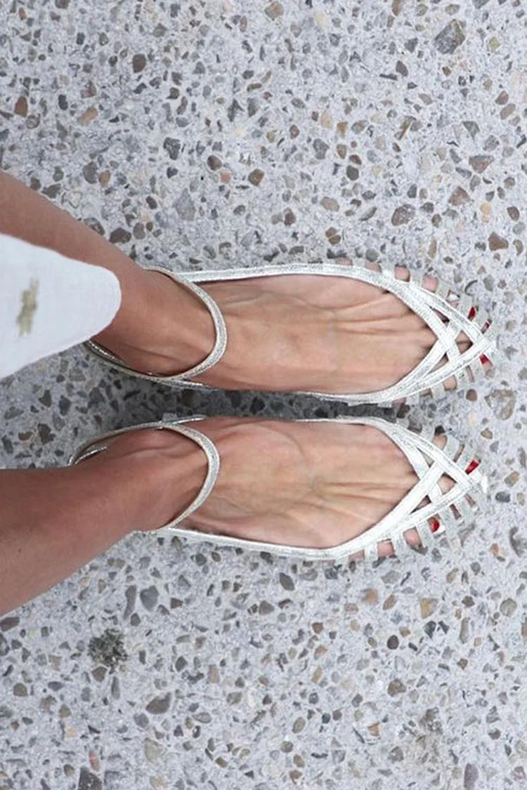 GIADA Elegante ballerinaer i flettet design med ankelrem til en sofistikeret stil