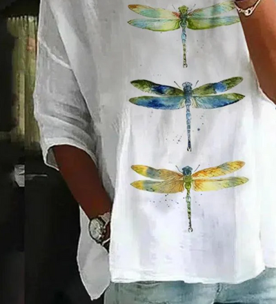 T-shirt med rund hals og unik droneprint