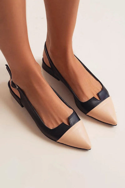 VITTORIA Elegante ballerinaer med spids og tofarvede detaljer for en raffineret stil