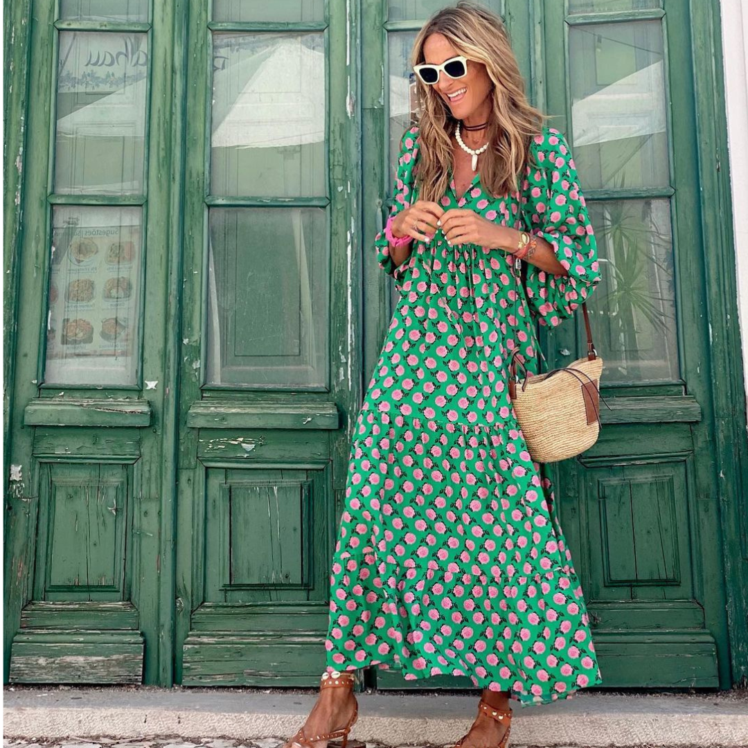 Cassandra - Kvinders Geometriske Print High-Low Kjole