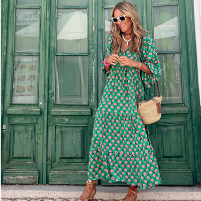 Cassandra - Kvinders Geometriske Print High-Low Kjole