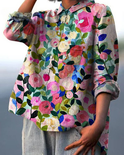 Nattøj - Skjorte med blomsterprint