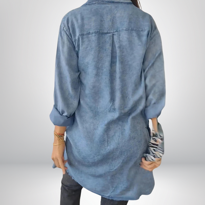 Sofia® | Lang denimjakke med ærmer og elegant cardigan