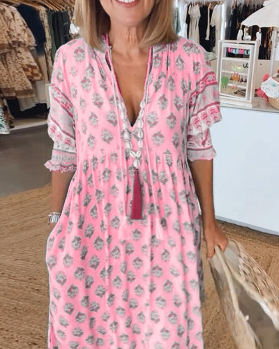 Mana | Chic Floral V-Hals Kjole