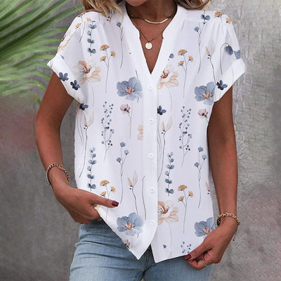 Knappet skjorte med blomsterprint