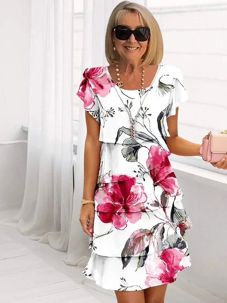 Gila | Kjole med blomster i flerfarvet design
