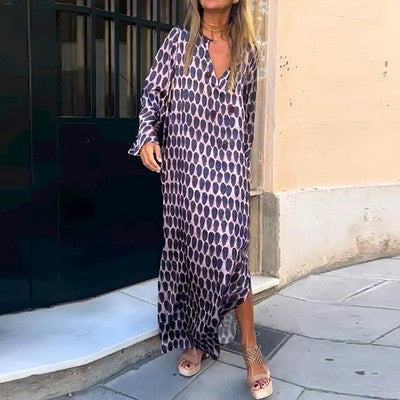 Bellevo | Elegant Kjole med Brun Print