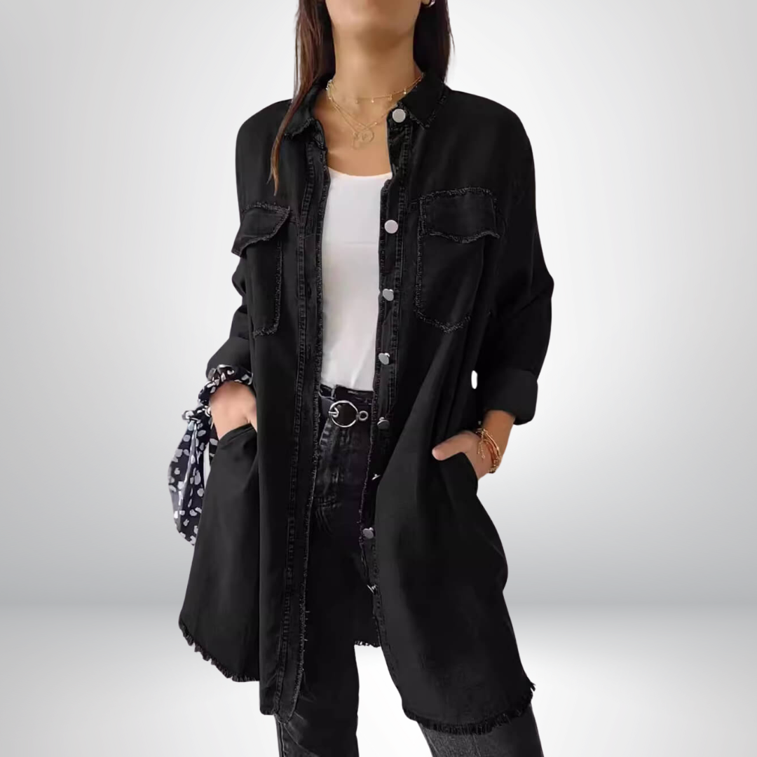 Sofia® | Lang denimjakke med ærmer og elegant cardigan