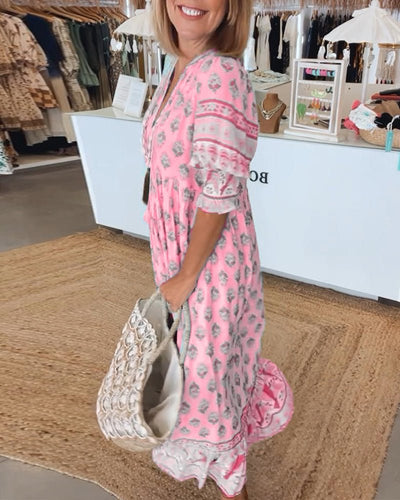 Mana | Chic Floral V-Hals Kjole