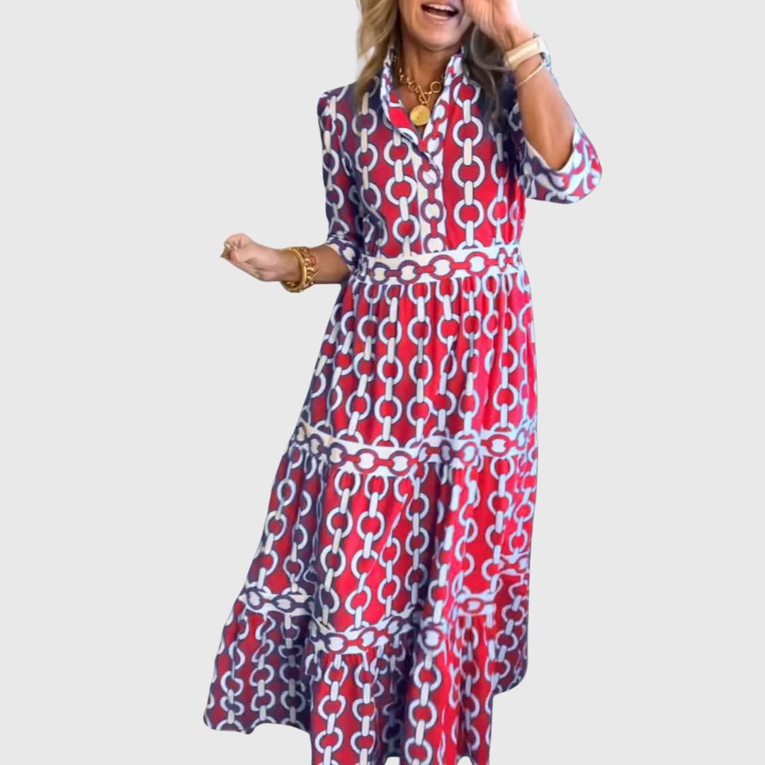Carlotta | Kjole med middelhavsmønster