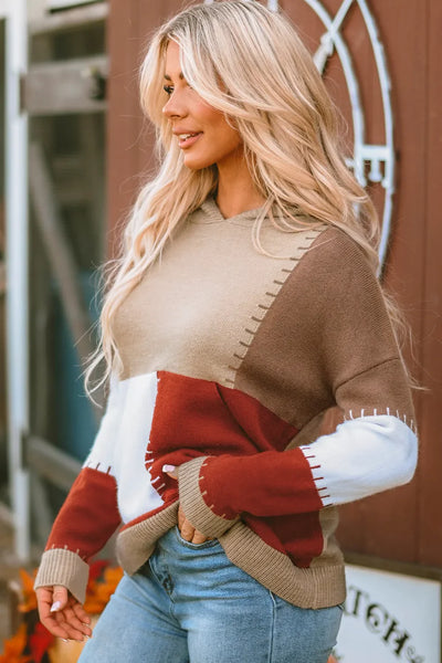 Farvet blok hoodie til kvinder | Efterårs sweatshirt