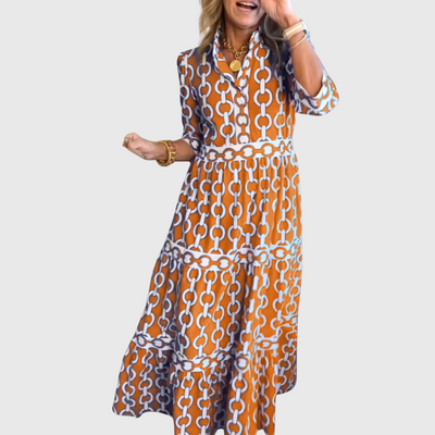 Carlotta | Kjole med middelhavsmønster