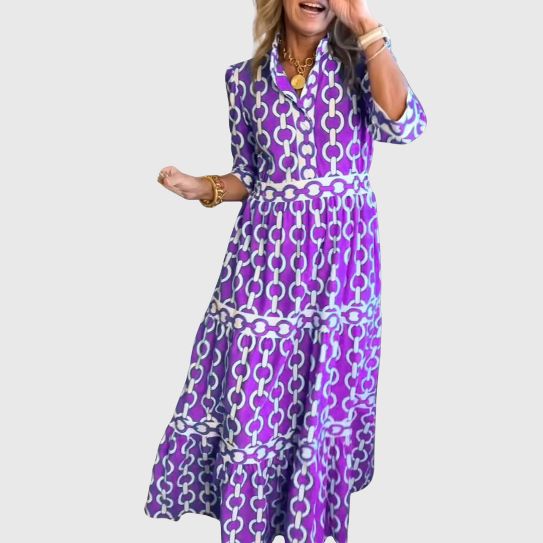 Carlotta | Kjole med middelhavsmønster