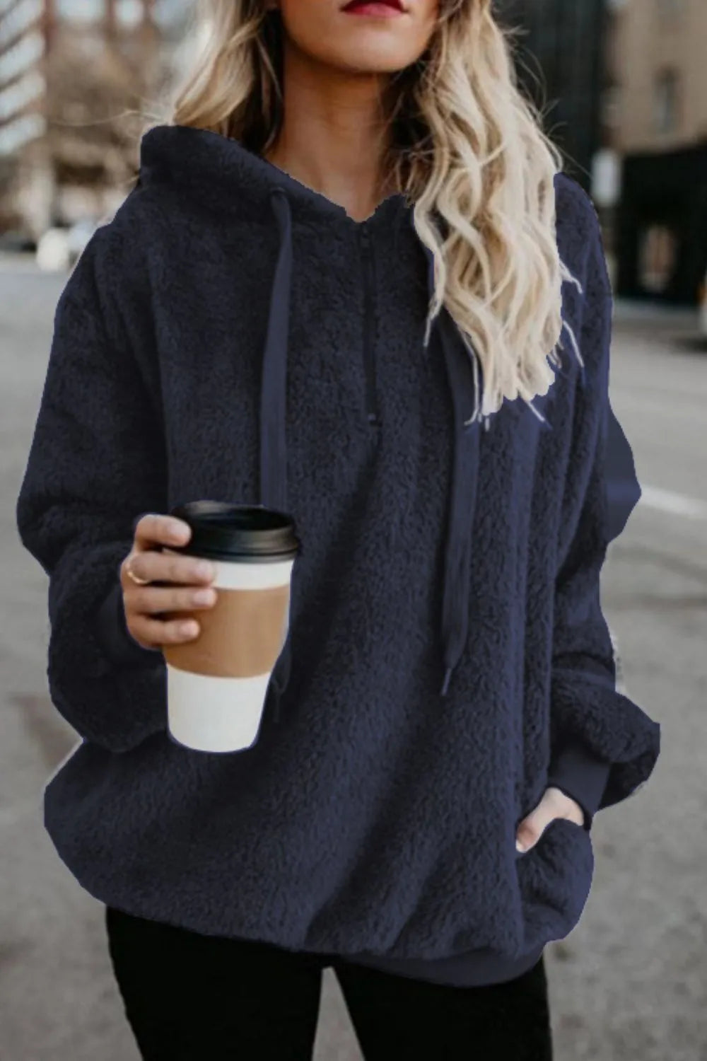 Hoodie i fleece til kvinder | Halv-zip