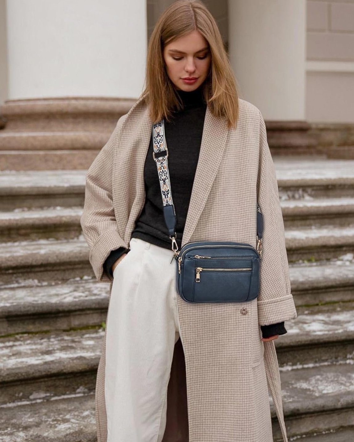 Erikka | Elegant crossbody-taske med mønstret justerbar rem