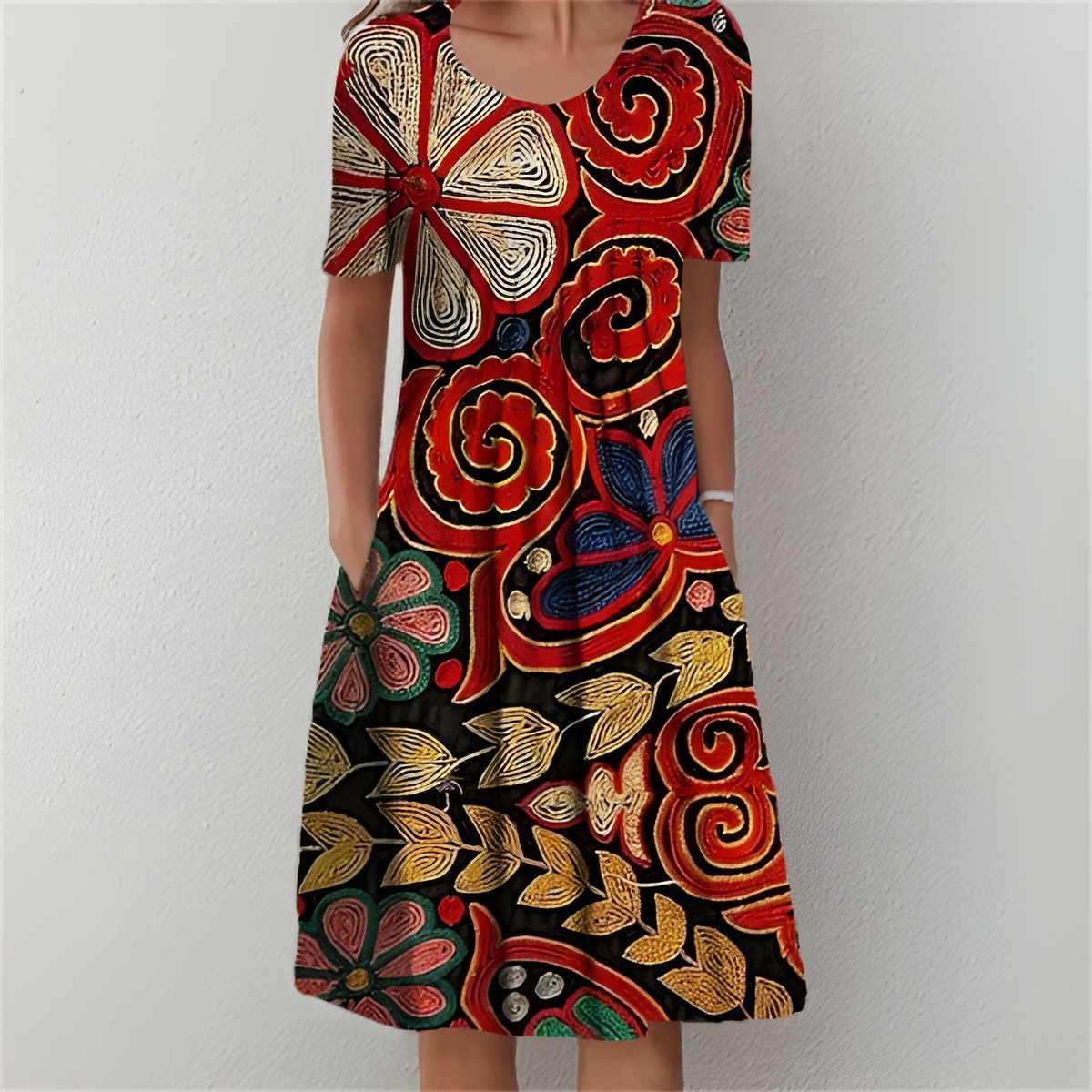 Sofia™ | Blomstret midi-kjole