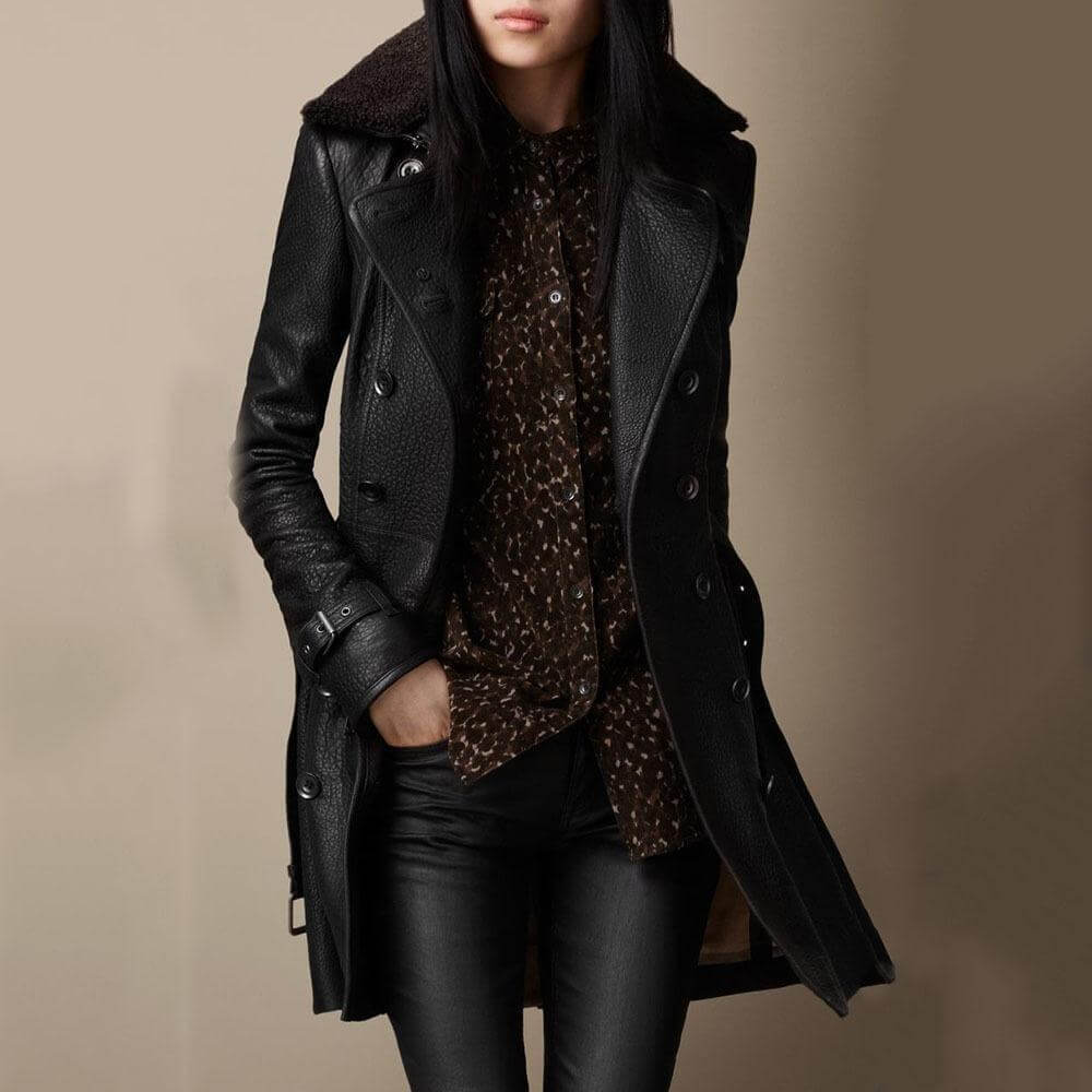 Tanja - Elegant Læder Trench Coat