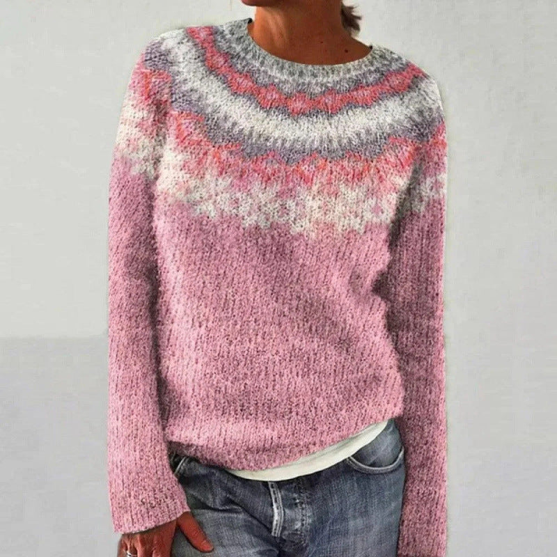 Varm Sweater med Iøjnefaldende Geometriske Mønstre