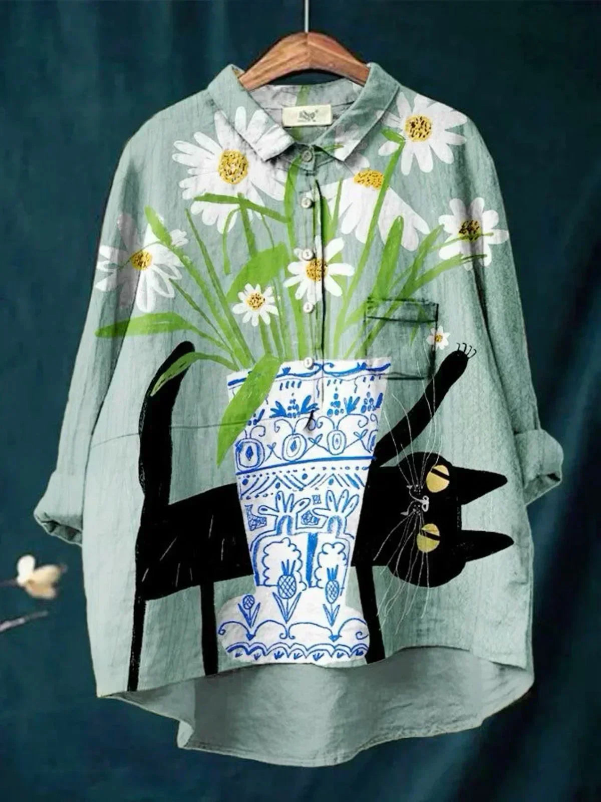 Sofia® | T-shirt med katte- og blomsterprint