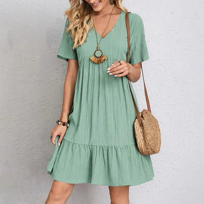 Audrey - Trendy Boho Ruffle Hem Mini Kjole