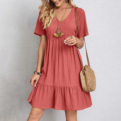 Audrey - Trendy Boho Ruffle Hem Mini Kjole