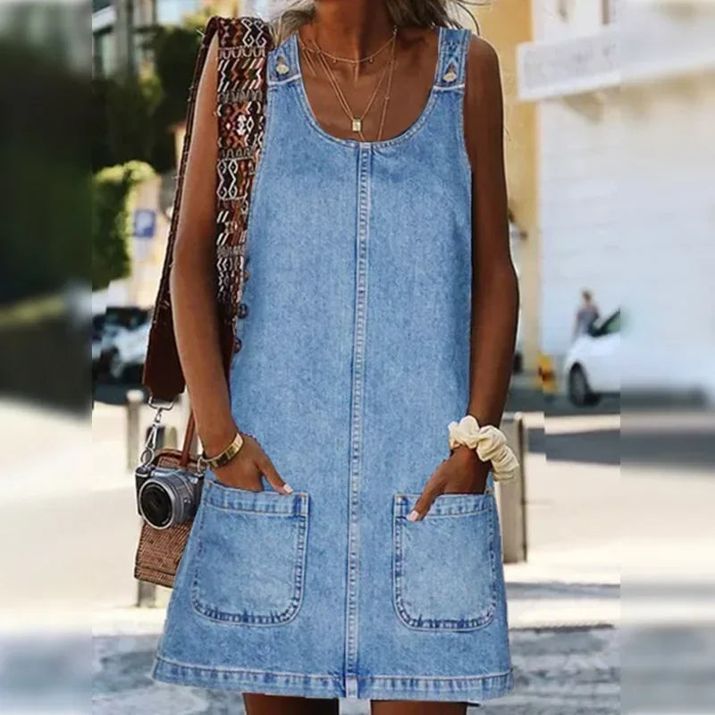 Sofia™ | Praktisk og let denimkjole til sommer