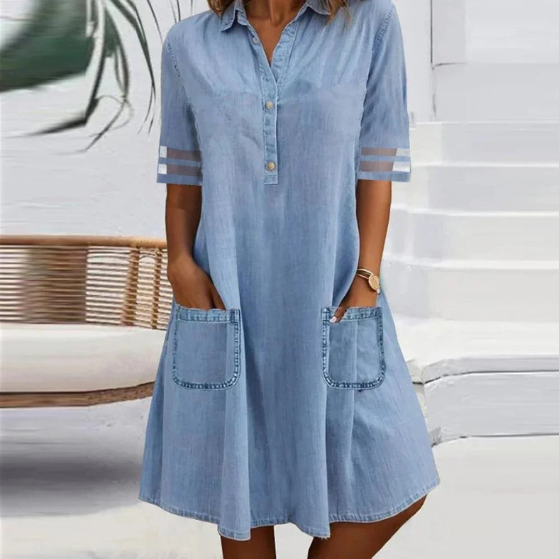 Jill | Denim Mini Kjole med Lomme