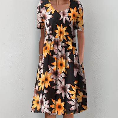 Sofia™ | Blomstret midi-kjole