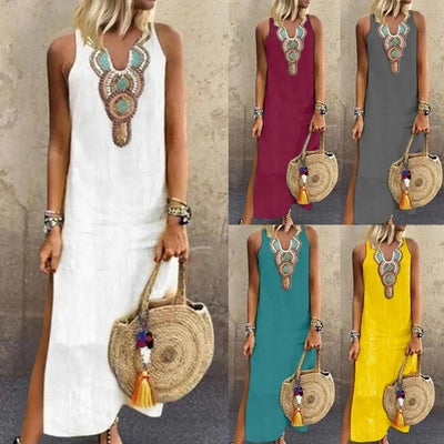 Elegant Linnedress med Høj Talje til et Friskt og Neddæmpet Look
