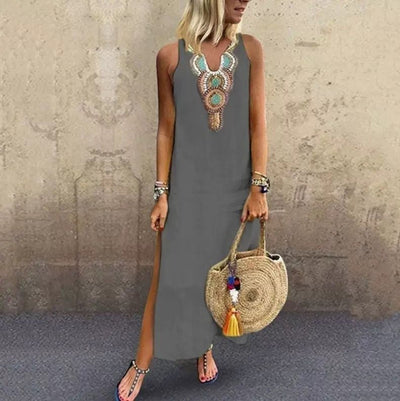 Elegant Linnedress med Høj Talje til et Friskt og Neddæmpet Look