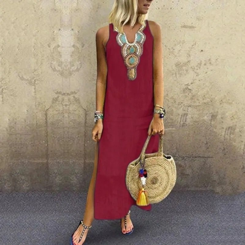Elegant Linnedress med Høj Talje til et Friskt og Neddæmpet Look