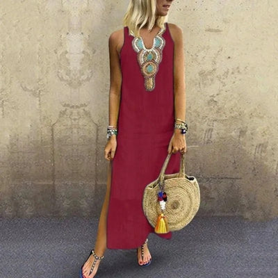 Elegant Linnedress med Høj Talje til et Friskt og Neddæmpet Look