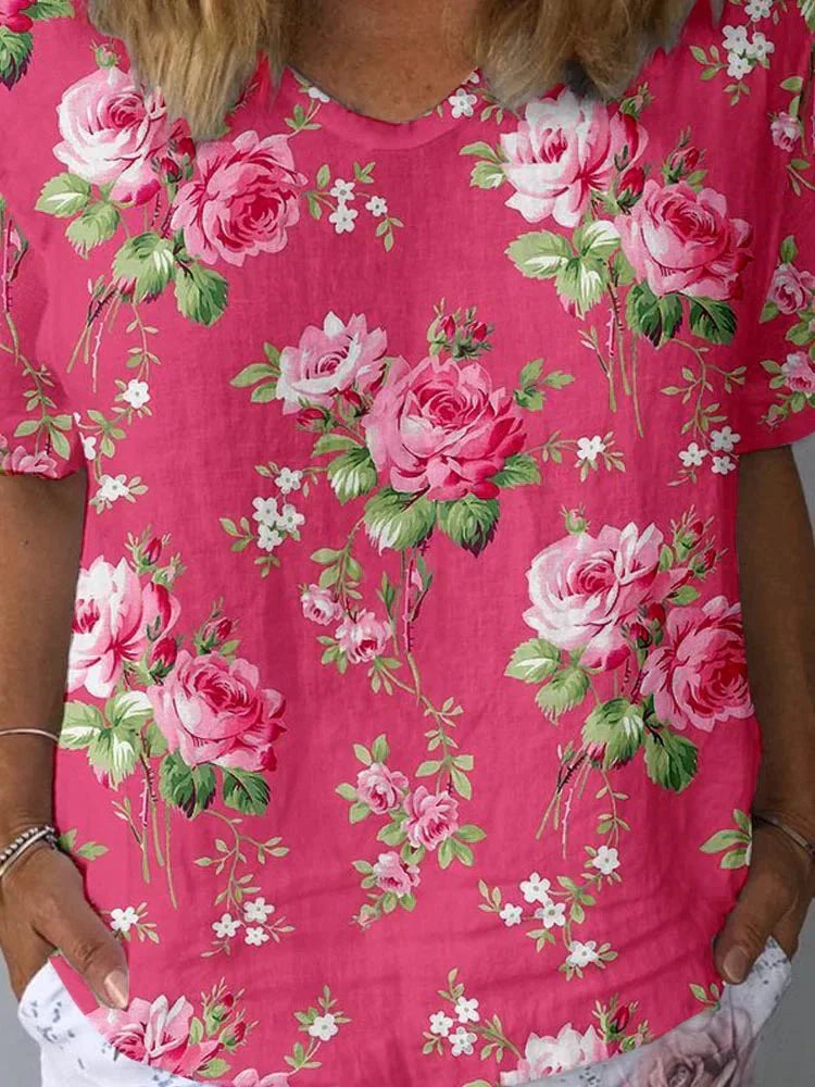 Lisa | Kunstnerisk Blomster T-shirt