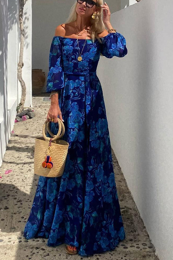 Calista | Blomster Off-Shoulder Maxi Kjole