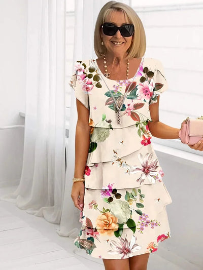 Gila | Kjole med blomster i flerfarvet design