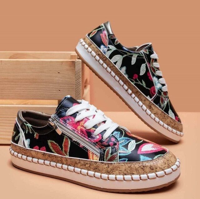 Oluchi™ Blomster Orthopediske Lynlås Sneakers