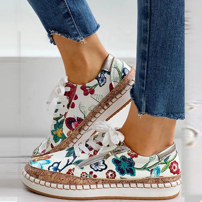 Oluchi™ Blomster Orthopediske Lynlås Sneakers