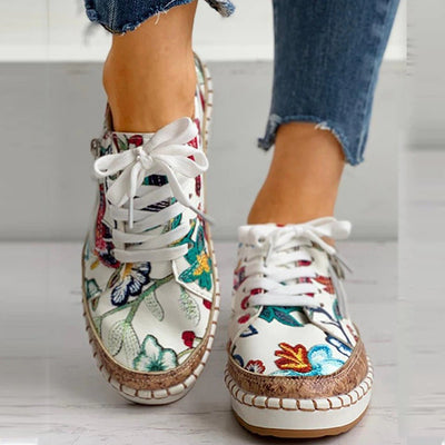 Oluchi™ Blomster Orthopediske Lynlås Sneakers