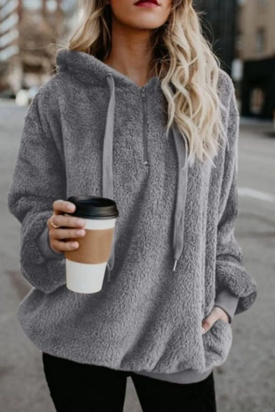 Hoodie i fleece til kvinder | Halv-zip