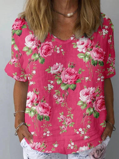 Lisa | Kunstnerisk Blomster T-shirt