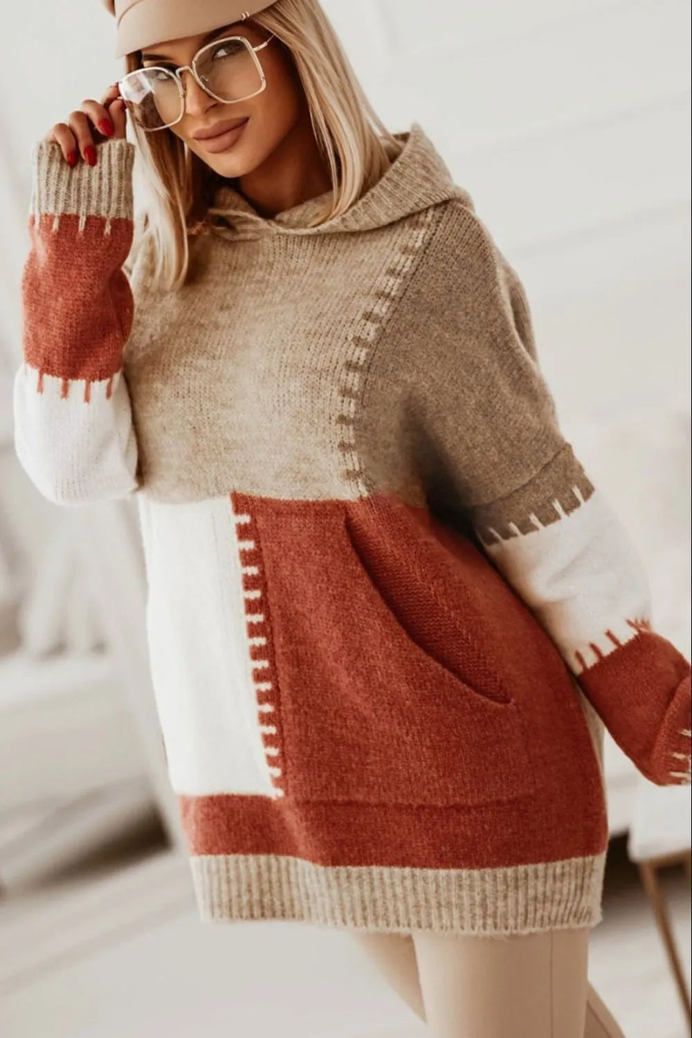 Farvet blok hoodie til kvinder | Efterårs sweatshirt