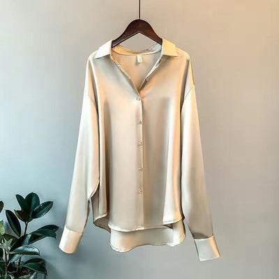 Olivia - Langærmet Luxe Satin Bluse