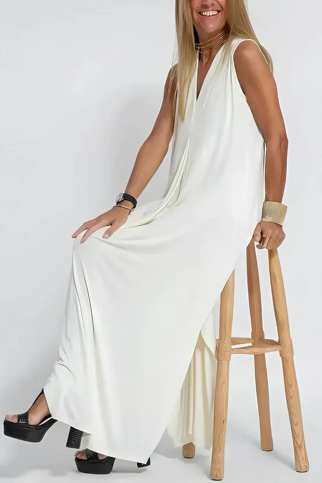 Elegant Lang Kjole + Matchende Cardigan SOM EN GAVE